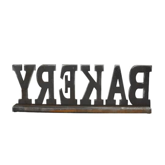 23" Black Wood Industrial Bakery Tabletop Sign